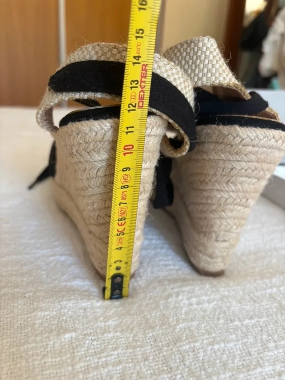 Dexter Black Suede Espadrille Wedge Sandals with Ankle Wrap